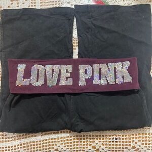 Victoria’s Secret PINK Maroon Fold-over Flared Leggings